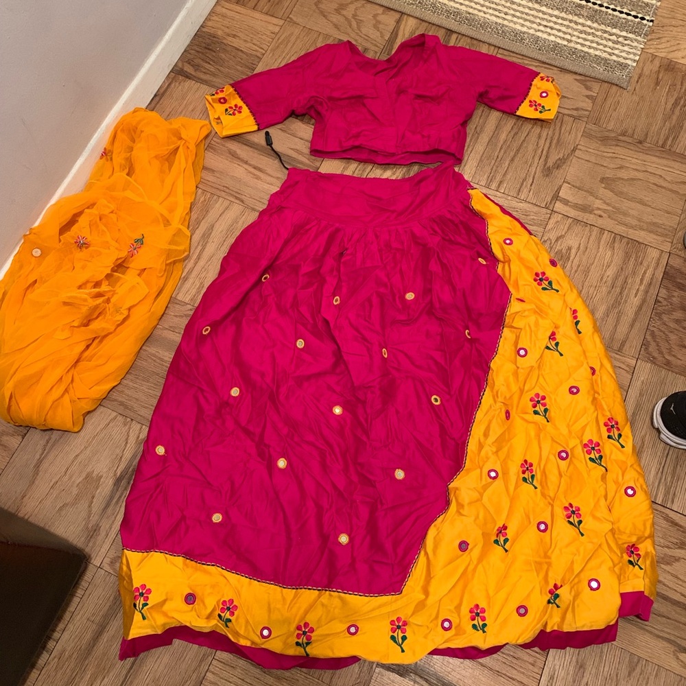 Pink and orange Indian lehenga (lehnga)